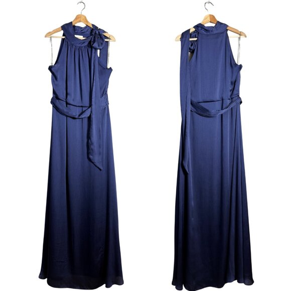 Sachin & Babi Kayla Crinkled Georgette Maxi Gown Women's 12 Deep Cobalt NWOT - Picture 4 of 16